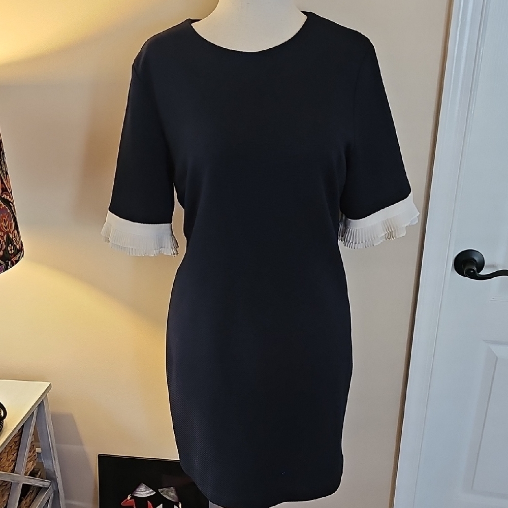 Elegant Black Dress with White Accents